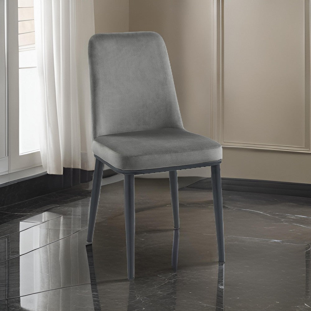 Lane 18 Inch Side Dining Chair, Gray Velvet Upholstery, Black Metal By Casagear Home