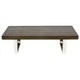 Ien 53 Inch Coffee Table, Rectangular Top, Metal Sled Legs, Espresso Brown By Casagear Home