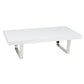 Ien 53 Inch Coffee Table Rectangular Top Metal Sled Legs White Chrome By Casagear Home BM316886