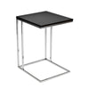 Zen 23 Inch Side Table, Rectangular Tray Top, C Shape Chrome Frame, Black By Casagear Home