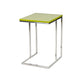 Zen 23 Inch Side Table, Rectangular Tray Top, C Shape Chrome Frame, Green By Casagear Home