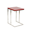 Zen 23 Inch Side Table, Rectangular Tray Top, C Shape Chrome Frame, Red By Casagear Home