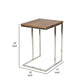 Zen 23 Inch Side Table, Rectangular Tray Top, C Shape Chrome, Walnut Brown By Casagear Home
