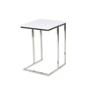 Zen 23 Inch Side Table Rectangular Tray Top C Shape Chrome Frame White BM316896