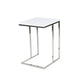 Zen 23 Inch Side Table Rectangular Tray Top C Shape Chrome Frame White BM316896