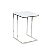 Zen 23 Inch Side Table, Rectangular Tray Top, C Shape Chrome Frame, White By Casagear Home