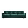 Loe 89 Inch Sofa Modern Tufted Seat Steel Legs Emerald Green Fabric By Casagear Home BM316899