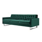 Loe 89 Inch Sofa Modern Tufted Seat Steel Legs Emerald Green Fabric By Casagear Home BM316899