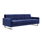 Loe 89 Inch Sofa, Modern Tufted Seat, Steel Legs, Rich Navy Blue Fabric By Casagear Home