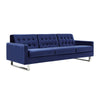 Loe 89 Inch Sofa, Modern Tufted Seat, Steel Legs, Rich Navy Blue Fabric By Casagear Home