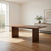 Tommy 94 Inch Dining Table, Rectangular Top, Wide Panel Legs, Walnut Brown By Casagear Home