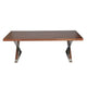 Rix 87 Inch Dining Table, X Chrome Legs, Walnut Brown Rectangular Wood Top By Casagear Home