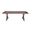 Rix 87 Inch Dining Table, X Chrome Legs, Walnut Brown Rectangular Wood Top By Casagear Home