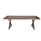 Rix 87 Inch Dining Table, X Chrome Legs, Walnut Brown Rectangular Wood Top By Casagear Home