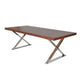 Rix 87 Inch Dining Table, X Chrome Legs, Walnut Brown Rectangular Wood Top By Casagear Home