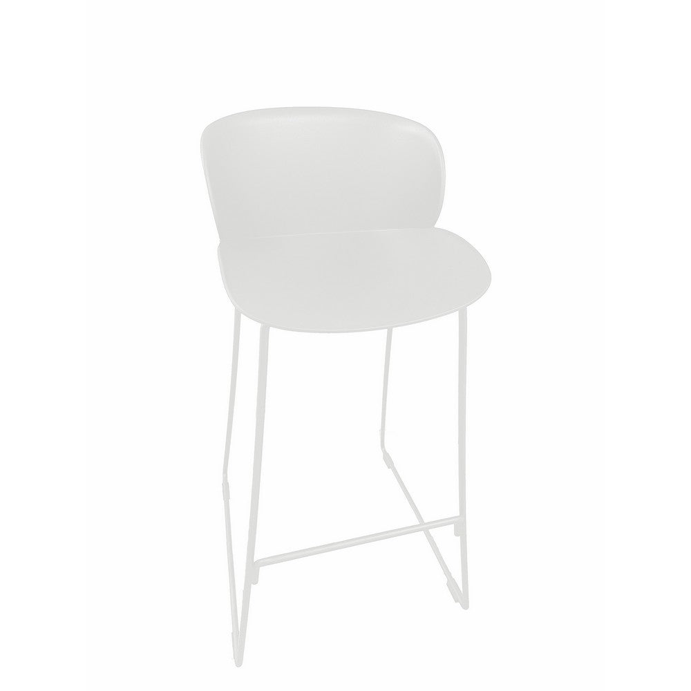 Sia 30 Inch Barstool Chair Set of 2, Curved Back, Square White Metal Legs By Casagear Home