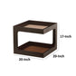 Alex 20 Inch Side End Table, Square Tempered Glass Top and Base, Brown Wood By Casagear Home