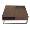 Rina 35 Inch Coffee Table, Removable Square Wood Tray, Storage, Steel Base By Casagear Home