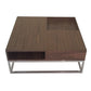 Rina 35 Inch Coffee Table Removable Square Wood Tray Storage Steel Base By Casagear Home BM316911