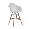 Ben 30 Inch Barstool Chair Set of 2 White Curved Seat Brown Wood Legs By Casagear Home BM316912