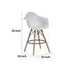 Ben 30 Inch Barstool Chair Set of 2 White Curved Seat Brown Wood Legs By Casagear Home BM316912