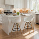 Ben 30 Inch Barstool Chair Set of 2, White Curved Seat, Brown Wood Legs By Casagear Home