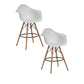 Ben 30 Inch Barstool Chair Set of 2, White Curved Seat, Brown Wood Legs By Casagear Home