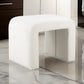 Jea 24 Inch Accent Stool Soft Cushioned Seat White Boucle Panel Legs By Casagear Home BM316914