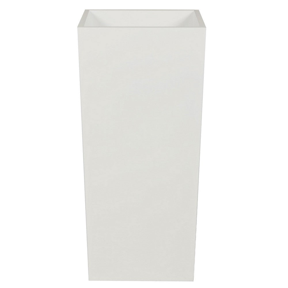 Zeny 32 Inch Tall Planter Vase with Hidden Insert, Tapered Barrel, White By Casagear Home