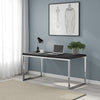 Rami 59 Inch Office Desk, Rectangular Wood Top, Square Steel Chrome Legs By Casagear Home