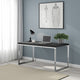 Rami 59 Inch Office Desk, Rectangular Wood Top, Square Steel Chrome Legs By Casagear Home