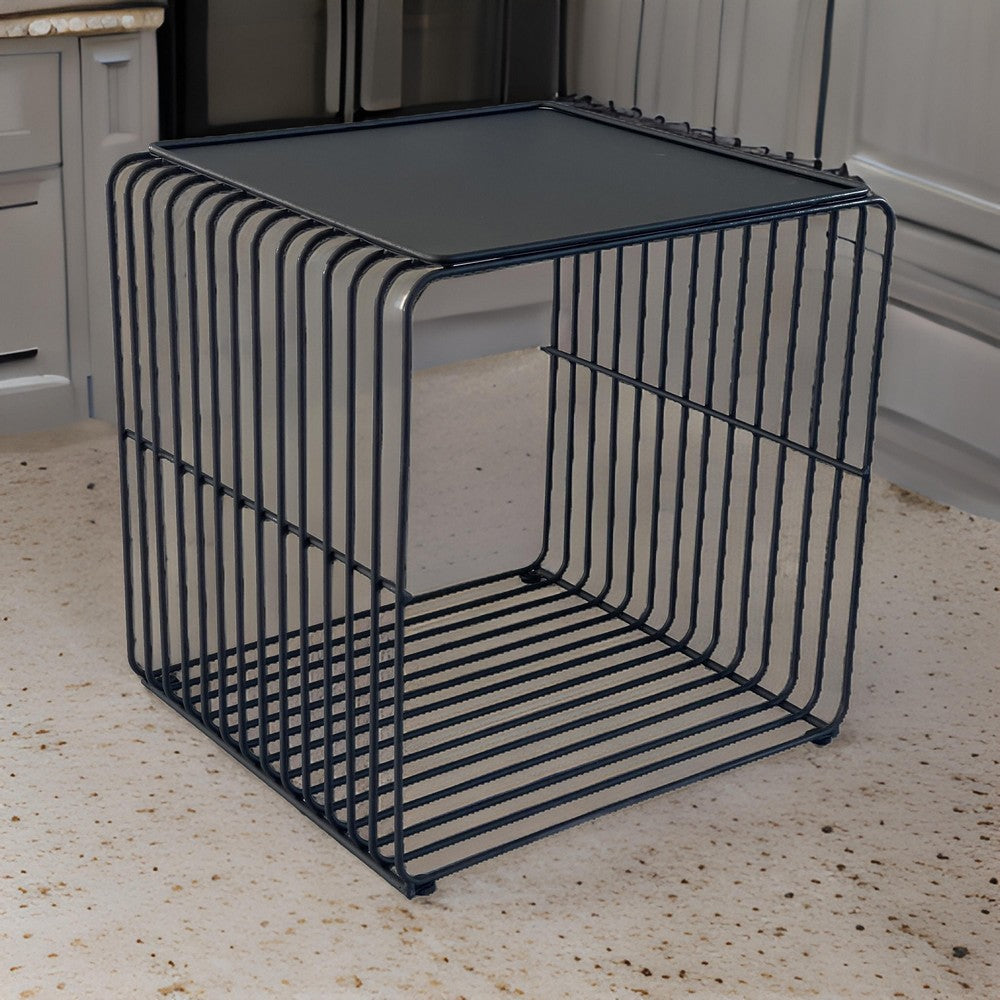 16 Inch Side Table Buy Reo 16 Inch Side End Table, Waterfall Black Metal Wire Frame By ...