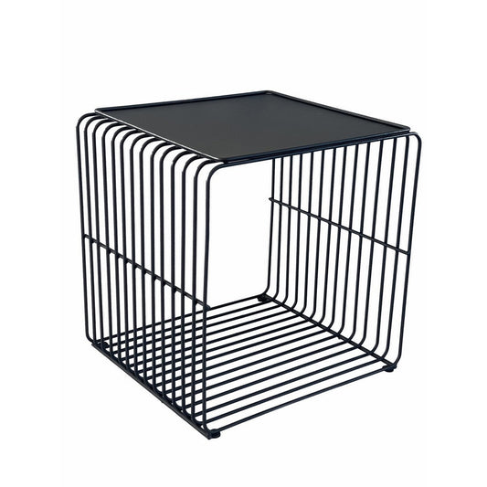 Reo 16 Inch Side End Table, Waterfall Black Metal Wire Frame By Casagear Home