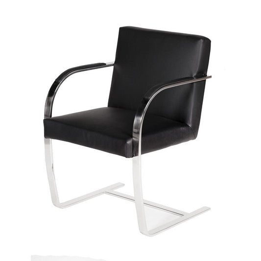 Fedy 23 Inch Accent Armchair, Black Faux Leather, Chrome Cantilever Steel By Casagear Home