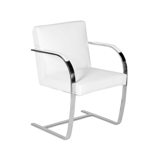 Fedy 23 Inch Accent Armchair, White Faux Leather, Chrome Cantilever Steel By Casagear Home