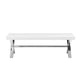 Tia 55 Inch Accent Bench Tufted White Faux Leather X Chrome Steel Legs By Casagear Home BM316927