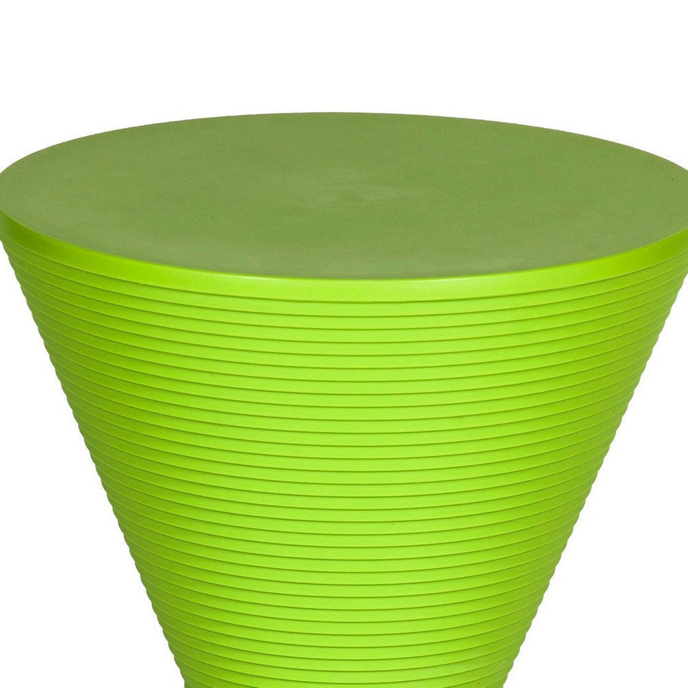 Hillary 17 Inch Patio Stool Table, Indoor Outdoor, Hourglass Design, Green By Casagear Home