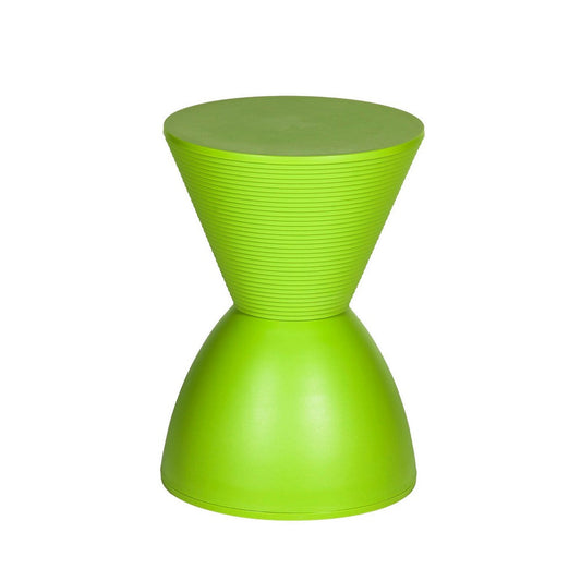 Hillary 17 Inch Patio Stool Table, Indoor Outdoor, Hourglass Design, Green By Casagear Home