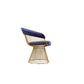 Mimi 27 Inch Accent Armchair, Navy Blue Velvet, Gold Steel Peacock Base By Casagear Home