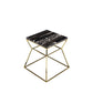 Lio 18 Inch Side End Table, Black Marble Top, Gold Open Hourglass Frame By Casagear Home