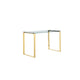 47 Inch Modern Office Desk, Clear Tempered Glass, Gold Sled Steel Frame By Casagear Home