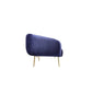 Lida 74 Inch Sofa Curved Modern Channel Tufting Blue Velvet Gold Metal By Casagear Home BM316940