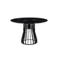 Jett 47 Inch Dining Table Round Marble Top Metal Cage Frame Base Black By Casagear Home BM316941