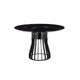 Jett 47 Inch Dining Table Round Marble Top Metal Cage Frame Base Black By Casagear Home BM316941