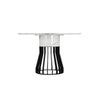 Jett 47 Inch Dining Table White Round Marble Top Metal Cage Frame Base By Casagear Home BM316942