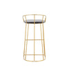 Cato 31 Inch Barstool Chair, Foam, Gray Velvet, Gold Steel Open Frame By Casagear Home