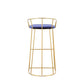 Cato 31 Inch Barstool Chair, Foam, Navy Blue Velvet, Gold Steel Open Frame By Casagear Home