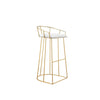 Cato 31 Inch Barstool Chair, White Faux Leather, Gold Open Steel Frame By Casagear Home