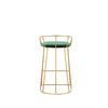 Cato 27 Inch Counter Stool Chair Green Velvet Gold Steel Open Metal Frame By Casagear Home BM316950