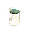 Cato 27 Inch Counter Stool Chair Green Velvet Gold Steel Open Metal Frame By Casagear Home BM316950